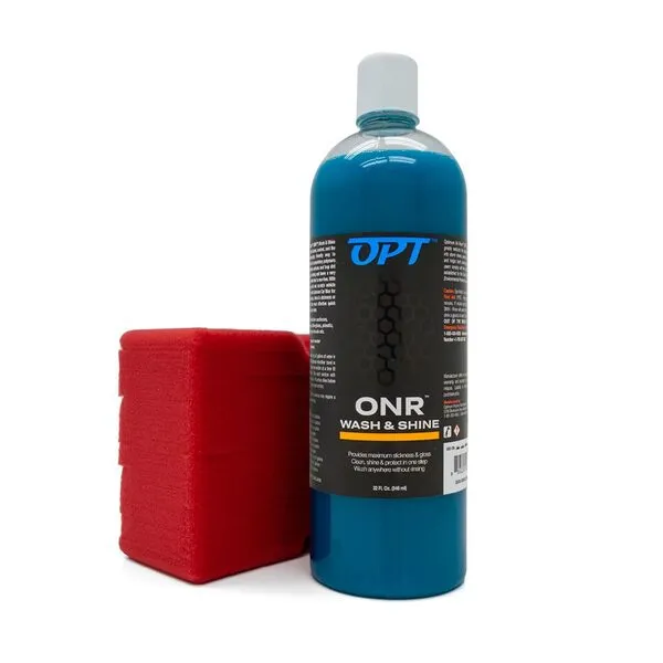 Optimum ONR and BRS - Big Red Sponge Car Cleaning Kit, 32 oz. No Rinse Wash and Shine and Car Wash Sponge for Detailing Cars, Trucks, Motorcycles, RV\'s and More