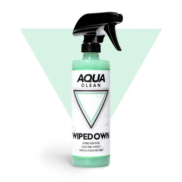 AquaClean WIPEDOWN Ceramic Quick Detailer & Waterless Wash - SiO2 Ceramic Coating Spray - Ultra Slick Finish for Boats, RVs, Cars, Trucks, Motorcycles - Best-in-Class Shine & Protection