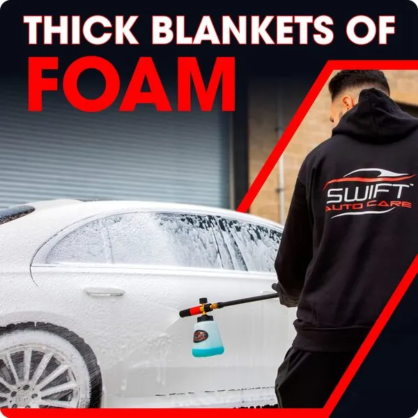 Swift Premium Foam Cannon for Pressure Washer – Heavy Duty Foam Sprayer for Car Wash | ¼ Inch Quick Connector | Adjustable Wide Mouth for Extra Thick Snow Foam | Holds 1 Liter of Soap!