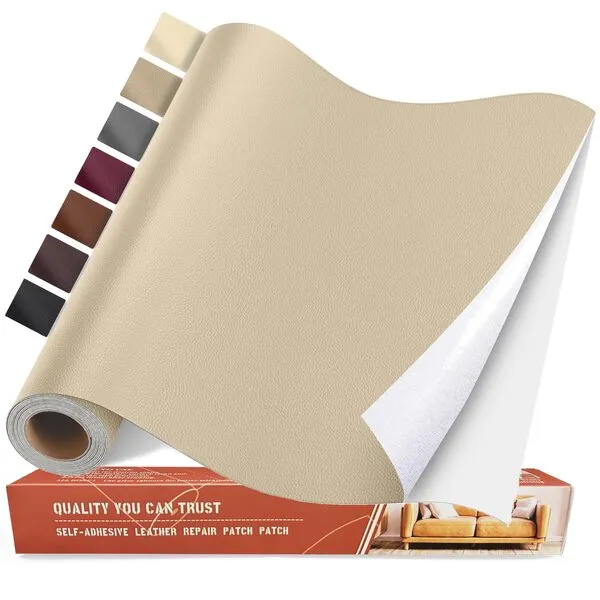 Yikda Self Adhesive Leather Repair Patch Kit, 31.5 in x 16 in Large Vinyl Leather Repair Tape for Furniture, Car Seat, Couch, Sofa, Chair Beige
