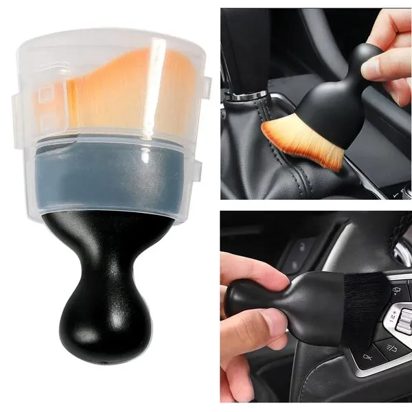 IPELY Car Interior Cleaning Brush, Super Soft Car Dust Brush, Car Accessories Car Interior Detailing Brush for Car Dashboard, Air Conditioning Vents, Leather, Computer, No Scratches (Yellow 1 Pack)