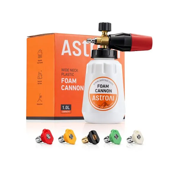 AstroAI Foam Cannon, Heavy Duty Car Foam Blaster Wide Neck Adjustable Snow Foam Lance and Thick Foam for Pressure Washer with 1/4