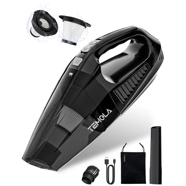 TEMOLA Handheld Vacuum Cordless, Car Vacuum Cleaner High Power Rechargeable with HEPA Filter, Small Hand Held Vacuum Car Interior Vacuum Cleaning Accessories Detailing Kit Essentials for Women Men