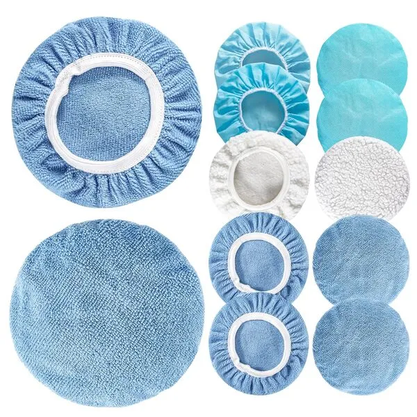 Sukh 12PCS Car Buffing Pads - Car Polishing Bonnet Pad Buffing Pads 5 to 6 Inches Microfiber Polishing Pads Car Orbital Buffer Pads Car Wax Cover Kit for Car Polishing,Waxing and Cleaning