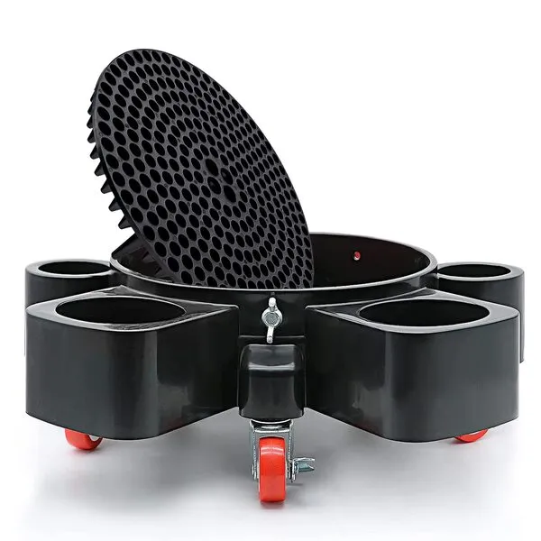 Car Wash Bucket Dolly, 5 Gallon Bucket Grit Trap, Removable Bucket Dolly, Rolling Bucket Dolly with Side Organizer for Storing Spray Bottles and Detailing Kits, Suitable for Workshop Car Washing