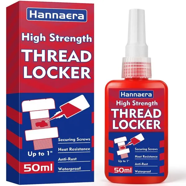 Hannaera Thread Locker 1.69 Fl oz/50 ml High Strength, Lock & Seal Nuts, Bolts, Fasteners and Metals, Red Threadlocker Against Losening and Leakage (50 ml)