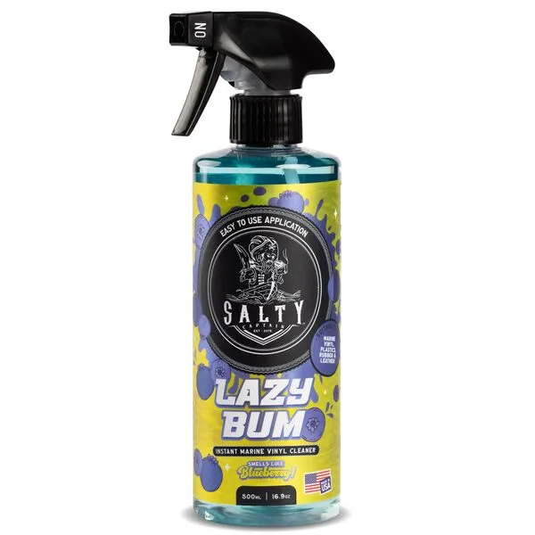 Salty Captain Lazy Bum Vinyl Cleaner - (16.9 fl oz) Blueberry Scented Boat & Car Interior Cleaner Spray for Vinyl, Plastic, Rubber & Leather Surfaces | Boat Marine Detailing & Car Seat Cleaner