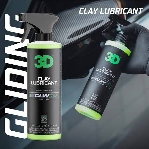 3D Clay Lubricant GLW Series | DIY Car Detailing | Hyper Slick Lubrication for Clay Bars | Eliminates Contaminants from Paint | Ultra Surface Protection | Decontamination Formula | Easy to Use | 16oz