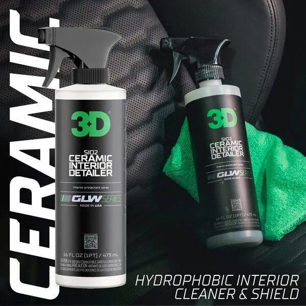 3D SiO2 Interior Detailer, GLW Series | Ultimate Deep Cleaning | Ultra Ceramic Protectant |Safe on Leather, Vinyl, Plastic & More | Removes Dust, Dirt, Grease | DIY Car Detailing | 16 oz
