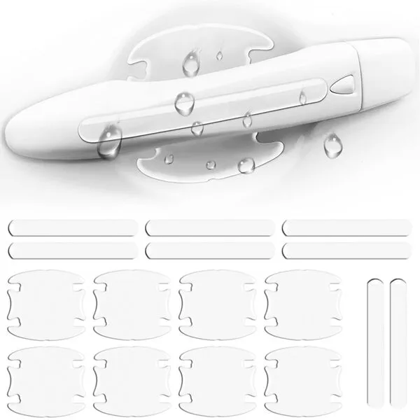 SenseYo 16 PCS Car Door Handle Anti-Scratches Sticker, Car Door Bowl Sticker Protection Accessories Car Door Handle Protective Film Universal for Avoiding Scratches (Transparent)