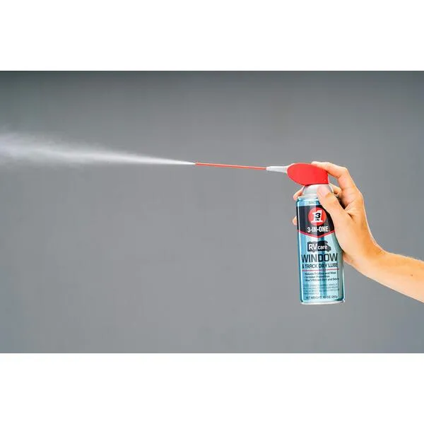 3-IN-ONE RVcare Slide-Out Silicone Lube with SMART STRAW SPRAYS 2 WAYS, 11 OZ & RVcare Window & Track Dry Lube with SMART STRAW SPRAYS 2 WAYS, 10 OZ