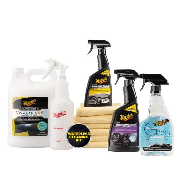 Meguiar\'s Ultimate Waterless Wash & Wax Kit - Quick and Easy Car Cleaning With Long-Lasting Protection for an Eco-Friendly Car Care Solution in One Waterless Car Wash Kit