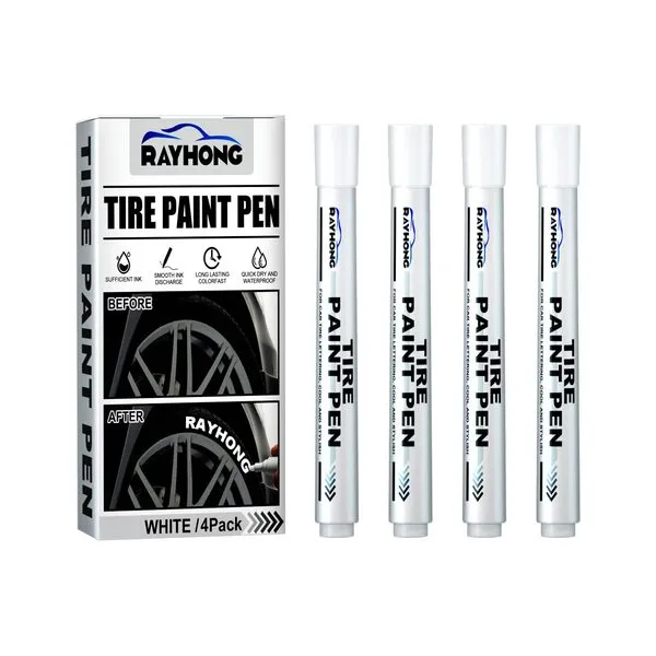 White Tire Paint Marker for Car Tire Lettering 4 Pack Tire Paint Pens with Weatherproofs Ink Designed to Last On Car Tires and Many Other Materials10ml Car Bumper Stickers for Teens