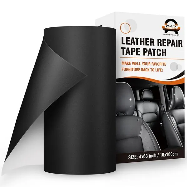 OAZ Self Adhesive Leather Repair Tape, 4X63 inch Leather Repair Patch for Furniture, Leather Repair Kit for Car Seats, Couch, Sofas, Chairs (Black)