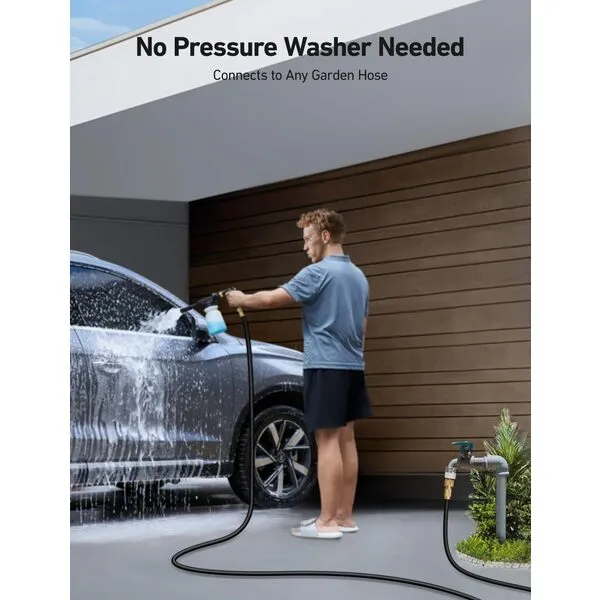 AstroAI Foam Gun Car Wash Gun with Wash Mitt & Microfiber Towel, Quick Connect to Most Garden Hose, Foam Blaster Equips with 3/4” Universal Garden 3/8