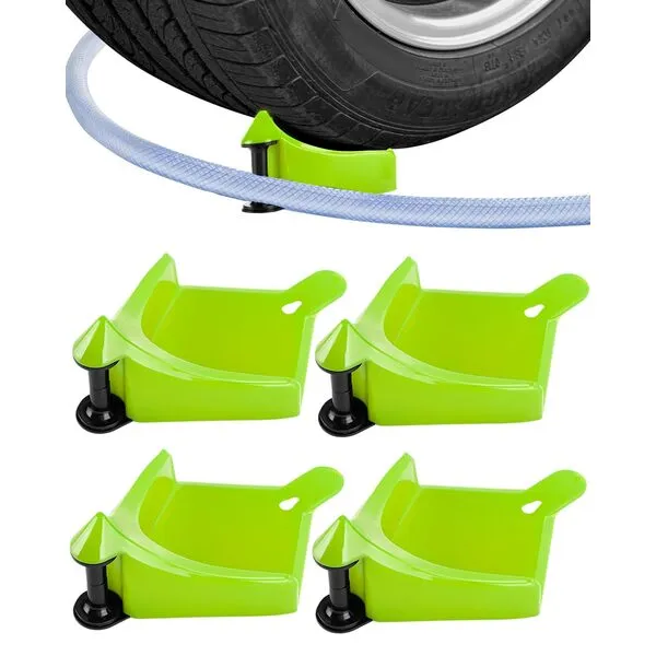 BYERNAUTO Car Hose Guide 4PCS, Hose Guide for Car Wash Detail, Tire Hose Roller Preventing Pressure Washer Hose from Stuck and Snagging Car Wash Tool for SUV Pickup Truck RV ATV Motorcycle (Green)