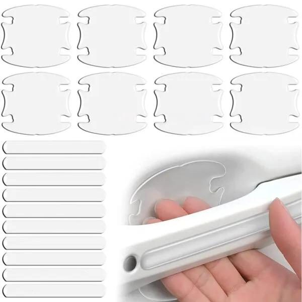WSSROGY 18 PCS Car Door Handle Scratch Protectors, Transparent Car Door Handle Bowl Sticker, Car Door Protector Cover Handle Cup Protective Film Universal for Cars (Transparent)