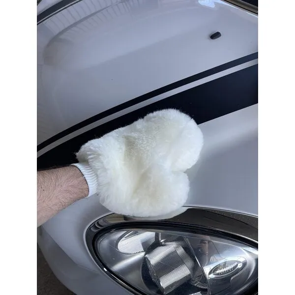 Tru Lamb Natural Lambskin Wool Car Wash Mitt - Large Sheepskin Wash Mitt for Wet and Dry Applications and Painters Mitt (1)
