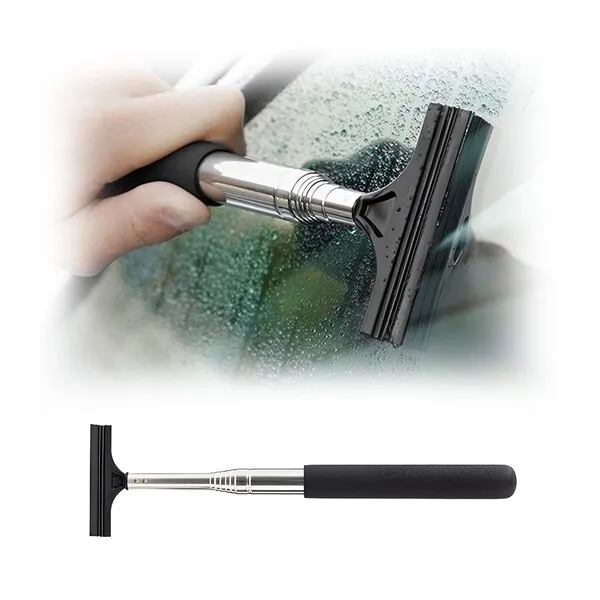 Osilly Car Rearview Mirror Wiper, Telescopic Squeegee for Auto Glass, Portable Water Cleaner with Retractable Long Rod, Mini Automotive Cleaning Tool, Universal for All Vehicles (Black)