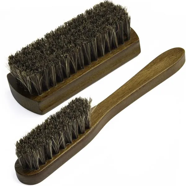 TAKAVU Leather & Upholstery Cleaning Brush Set, 100% Horse Hair Bristle, to Clean Car Seats, Leather Sofas & Alcantara, for Car Interiors, Furniture, Boots, Shoes, Bags and More