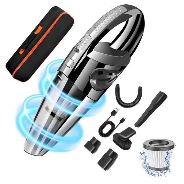 Car Vacuum Cordless Rechargeable, Portable Handheld Vacuum Wireless, 15000Pa Versatile High Power Suction Hand Held Vacuum with 40Mins Long Runtime for Car Home Office Cleaning