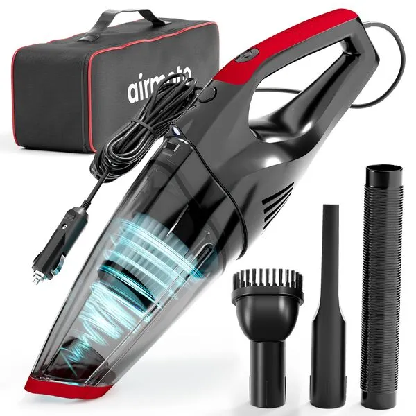 Airmoto Car Vacuum Cleaner High Power with 16 Ft Cord - 12V Portable Handheld Vacuum Cleaner for Car - Dust Buster with Strong Suction - Car Accessories for Women and Men