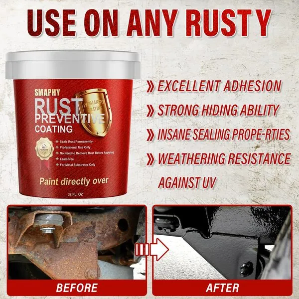 SMAPHY 2-in-1 Rust Converter & Metal Primer Matte Black, Rust Preventive Paint for Maximum Rust Protection, UV Resistance and Heat Resistance, Stop Rust & Corrosion Permanently(32 Fl Oz)