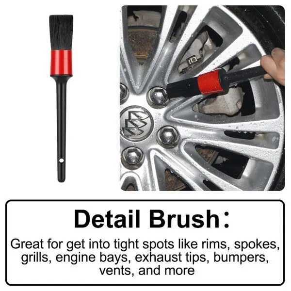 Fitosy Car Wheel Rim Tire Brush Set, Car Detailing Wash Kit, Long Soft Wheel Brush, Car Detail Brushes Accessories for Automotive Cleaning Wheels, Interior,Exterior,Dirty Tires (Wheel+tire-5Pack)