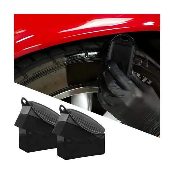 BESULEN 2 Pcs Tire Contour Dressing Applicator, Car Wheel Dressing Shine Sponge with Lid, Polishing Sponge Wax Buffing Pads for Auto, Foam Brush with Cover, Automotive Cleaning Accessories (Black)