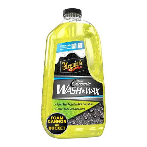 Meguiar\'s Hybrid Ceramic Wash & Wax - Sophisticated Car Wash Gently Cleans and Adds Shine and Slickness While Boosting Paint with Hybrid Ceramic Wax and Extreme Water Beading - 48oz