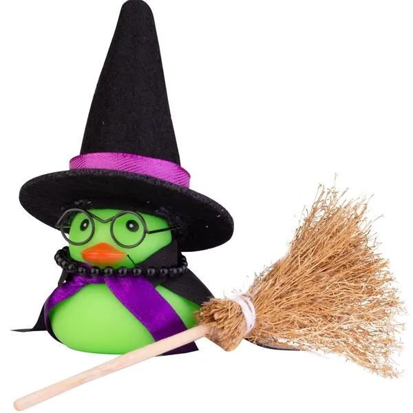 MuMyer Car Rubber Duck, Funny Duck Car Ornaments with Magic Hat Broom Necklace and Sunglasses for Dashboard Decoration(M1)
