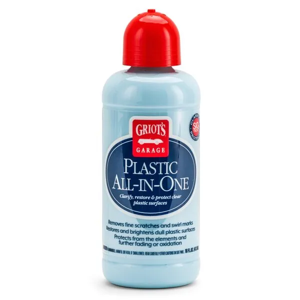 Griot\'s Garage 10872 Plastic All-in-One 16oz – Polish, Restore, & Protect Clear or Glossy Plastics – Perfect for Vehicle Lights, Gauges, B-Pillars, Windscreens, & More – Ceramic Infused Protection