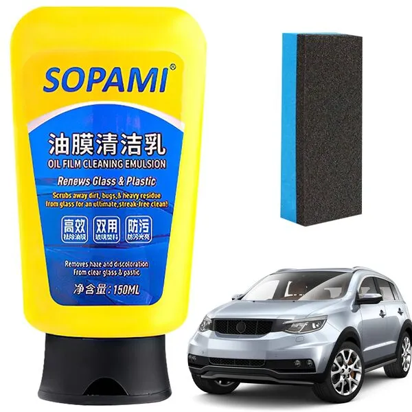Sopami Oil Film Cleaning Emulsion with Sponge, Sopami Car Coating Spray, Sopami Oil Film Emulsion Glass Cleaner, Sopami Quickly Coat Car Wax Polish Spray