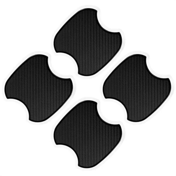 TANGSEN 4Pcs Universal 3D Carbon Fiber Texture Car Door Handle Paint Scratch Protector Non-Marking Silicone Personalize Protective Pad Sticker (M)