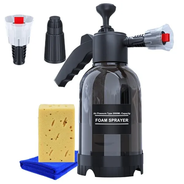 longjunjunfashion Car and Garden Foam Pump Sprayer, Sprayer Multi-Function Pressure Atomizer Hand Pump for Home, Garden and Car Detailing & Washing (68oz/2L) (With Cover, Towel and Sponge)