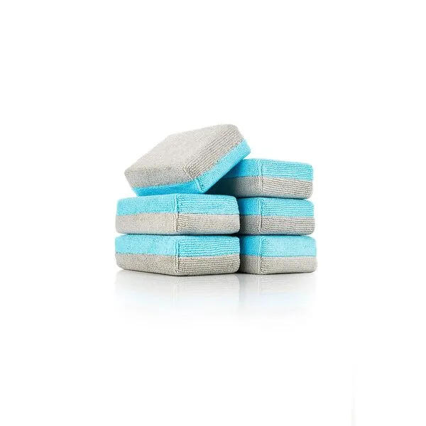 The Rag Company - Ultra No Soak Coating Applicator - Ultra Blue and Ice Grey - 6 Pack - 3 Inch by 5 Inch Applicator Sponge