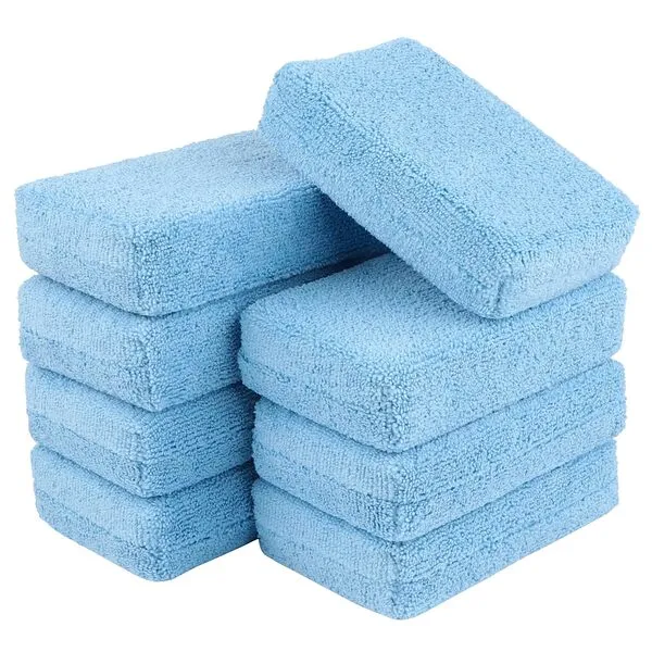 AIDEA Microfiber Applicator Pads-8Pack, Car Wash Sponge, Premium Microfiber Sponge and Cleaning Pads, Perfect for Effortless Wax, Sealant, and Conditioner Application - Blue