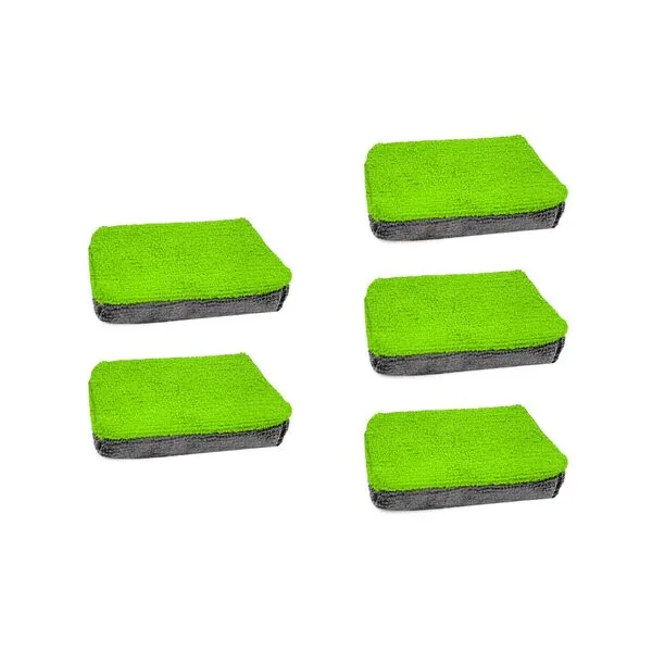 Suvnie 5 PCS Microfiber Applicator Pads, Car Detailing Sponge Applicator, Automotive Ceramic Coating Applicator Sponge Pads, Universal Car Accessories for Wax, Sealant, Paint(Green)