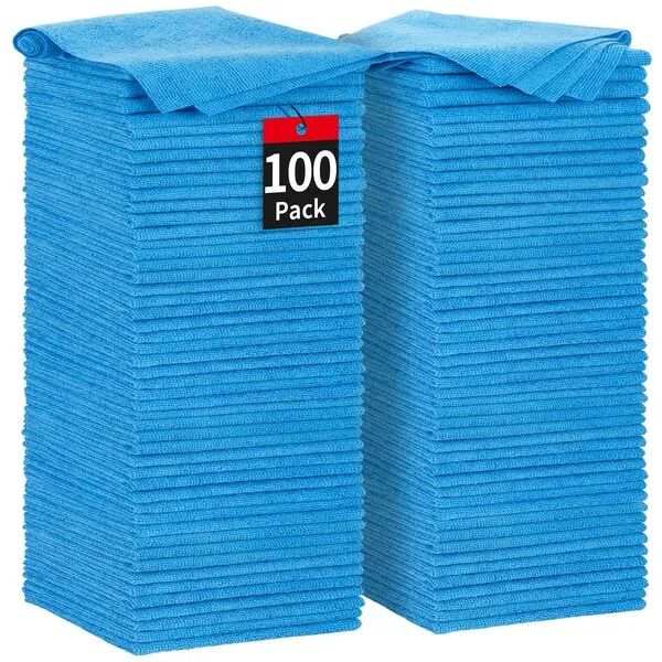 HOMERHYME Shop Towels, 100 Pack Microfiber Towels for Cars, Microfiber Cleaning Cloths, Bulk Multipurpose Lint-Free Cleaning Wipe Rag for Mechanic Automotive Garage Office, 11.5