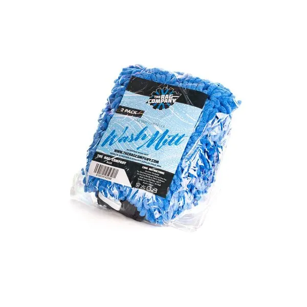 The Rag Company - Premium Chenille Microfiber Knobby Wash Mitts - Perfect for Car Washing and Detailing; Scratch-Free, Lint-Free, Double-Sided, Plush, and Absorbent; Blue (2-Pack)