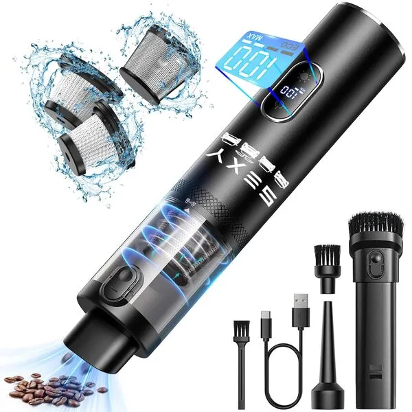 VINBYEE for Tesla Car Vacuum Cleaner,Digital Display,LED Light,Spare Filter,15000PA Powerful Cordless Portable Car Vacuum,Tesla Model 3/Y/S/X Accessories 2024-2021