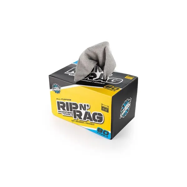 The Rag Company - Rip N\' Rag Multi-Purpose Reusable Microfiber Towels For Home, Office, Garage, RV and More - 80 Count Roll - Premium 70/30 Blend - 200gsm