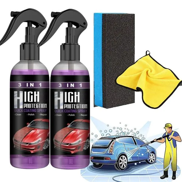 YFKTO High Protection 3 In 1 Spray, 3 In 1 High Protection Quick Car Coating Spray, Teepors High Protection (30 ML,2 PCS)