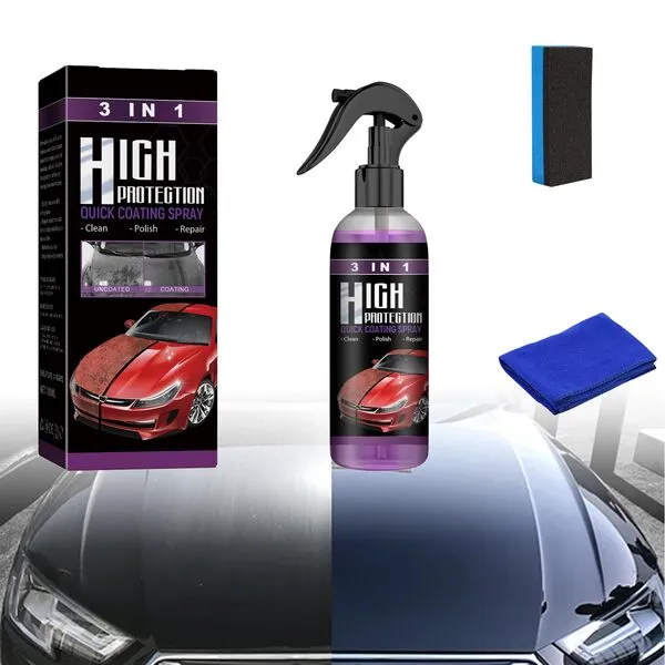 BNGXR 3 in 1 High Protection Quick Car Coating Spray, 2024 Upgrade 3 in 1 Ceramic Shiner Car Coating Cleaning Spray, Waterless Wash Car Wax Polish Spray Anti Scratch Polish Nano Cleaner (1, 30ml Set)