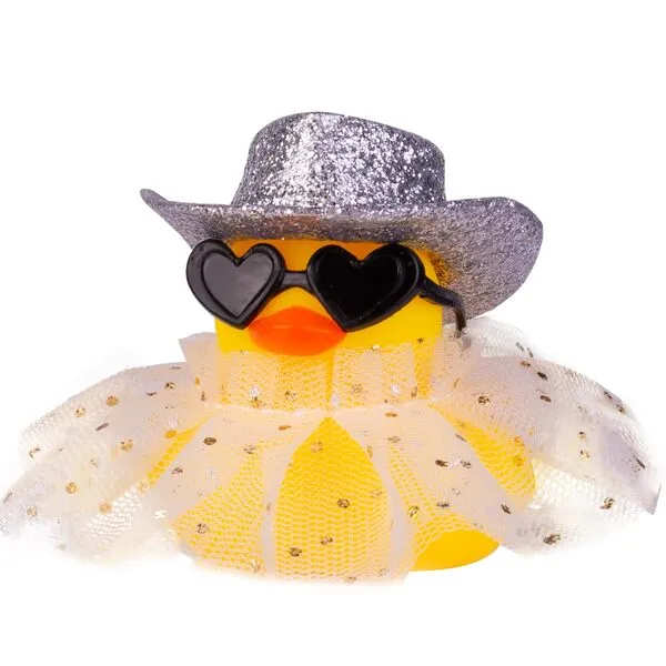 MuMyer Car Rubber Duck Ornament Cute Duck Car Dashboard Decoration Accessories with Mini Hat Sunglasses and Skirt for Car Dashboard Decoration Accessories(A6)