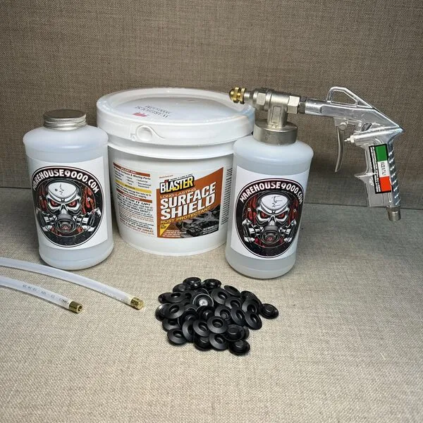 Generic Gallon PB Blaster Surface Shield, Pro Undercoating Spray Gun, 2 Wands, 2 Quart Bottles, and 50 Rust Plugs, PBPG2W2WB50RP