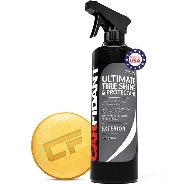 Carfidant Tire Shine Spray Kit - Premium Tire Dressing - Long Lasting, No Sling No Grease Formula - Protects Against Fading, Cracking - 18 fl. Oz with Applicator