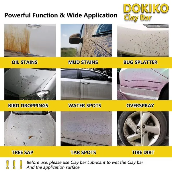 DOKIKO 8 Pack Car Clay Bars Auto Detailing 400g Premium Magic Car Clay Bars Kit | Adsorption Capacity for Car Detailing Car Wash Clean |10 pcs Clay bar Lubricant Tablets (1pcs=16 oz)
