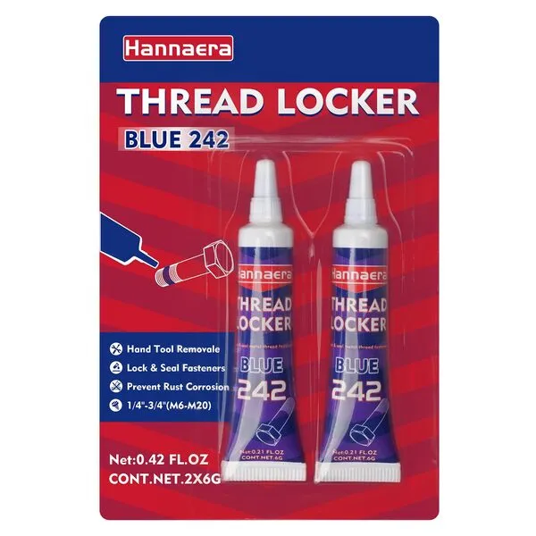 Thread Lock Blue, Threadlocker Medium Strength, Lock and Seal Metal Nuts, Bolts & Fasteners, Removable, All-Purpose, Anaerobic (6 g 2pack 242)