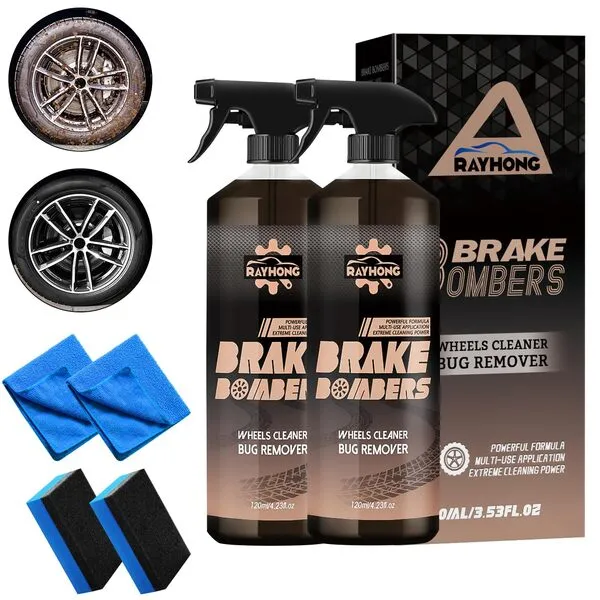 Birunwer Brake Bomber Wheel Cleaner, Powerful Non-Acid Wheel Cleaner, Perfect for Cleaning Wheels and Tires,Chrome, and Painted Wheels, Automobile Wheel Cleaner, (120ML, 2Pcs)